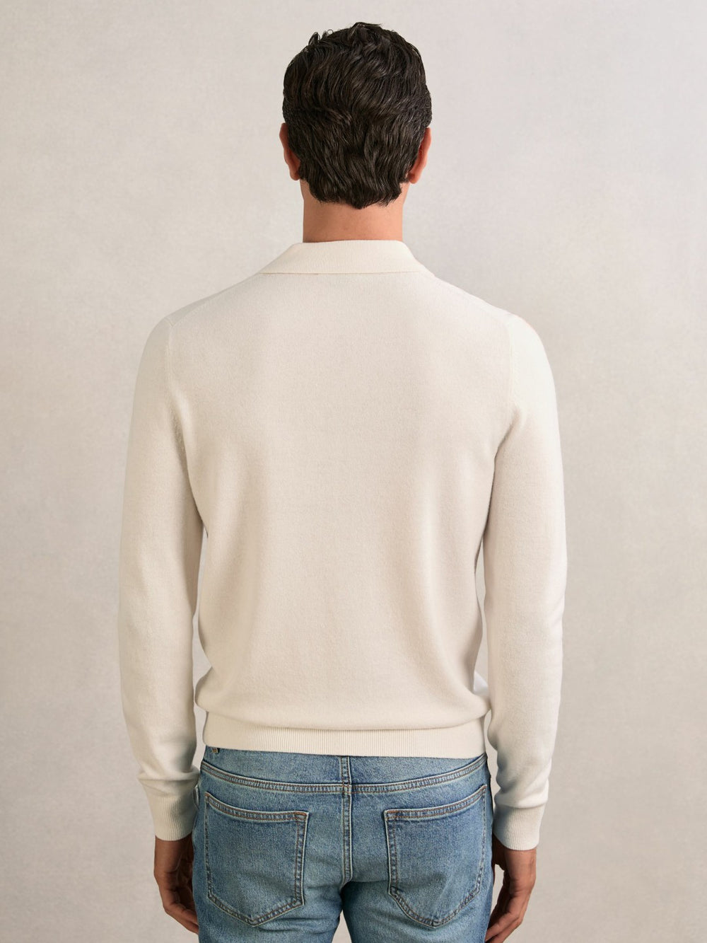 Wool V-Stitch Button-Through Cardigan Off White | Men