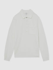 Cotton Concealed Placket Polo Shirt White | Men