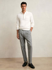 Cotton Concealed Placket Polo Shirt White | Men