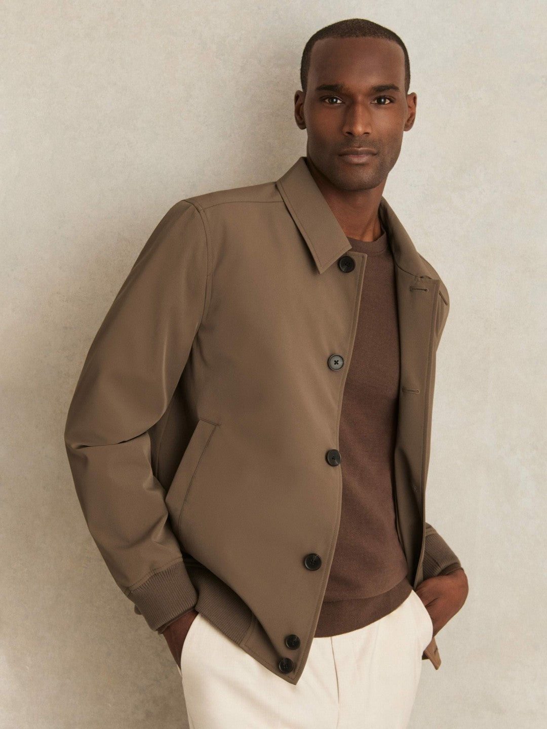 Technical Button Through Jacket Chestnut Brown | Men