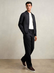 Lyocell-Cotton Zip-Through Twill Jacket Navy | Men