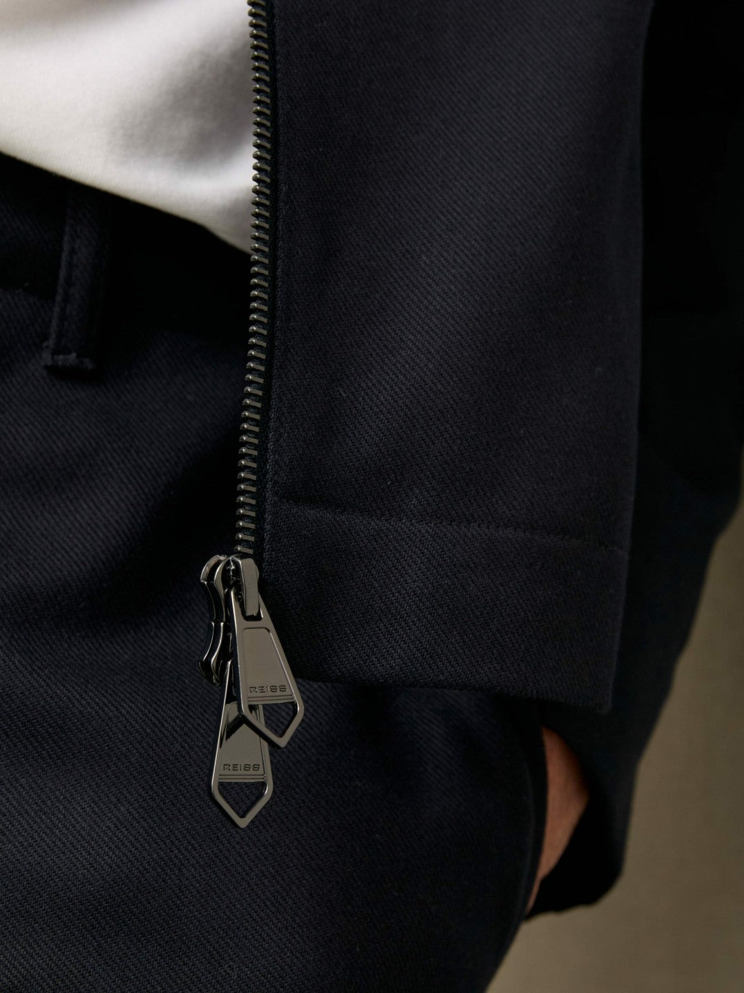 Lyocell-Cotton Zip-Through Twill Jacket Navy | Men