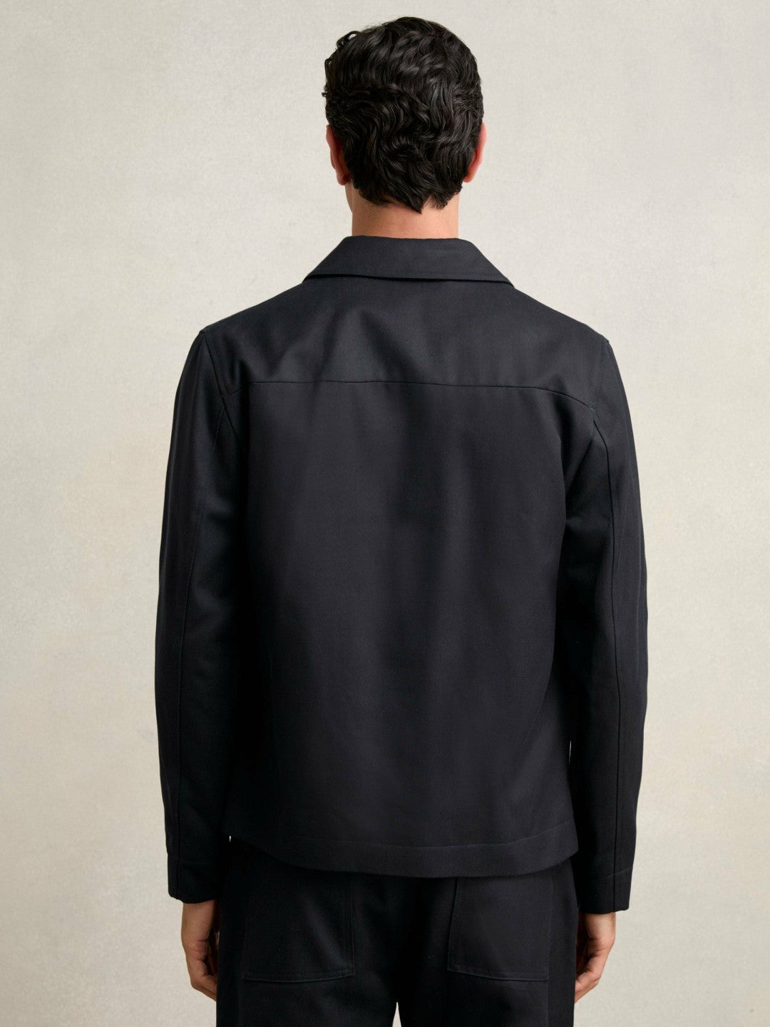 Lyocell-Cotton Zip-Through Twill Jacket Navy | Men