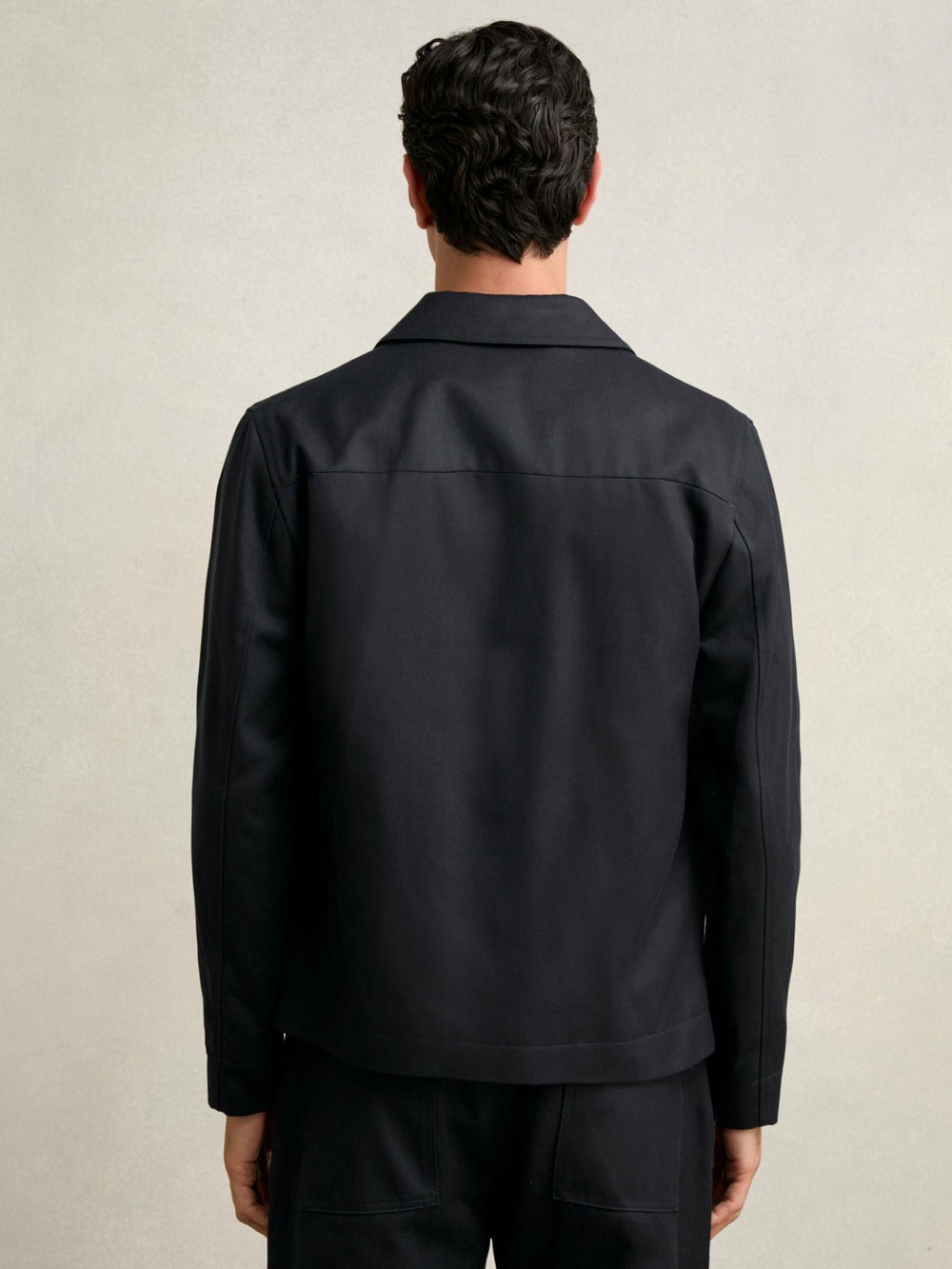 Lyocell-Cotton Zip-Through Twill Jacket Navy | Men
