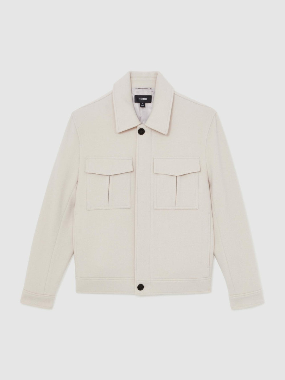 Wool Blend Twin Pocket Zipped Jacket Ivory | Men