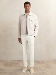 Wool Blend Twin Pocket Zipped Jacket Ivory | Men