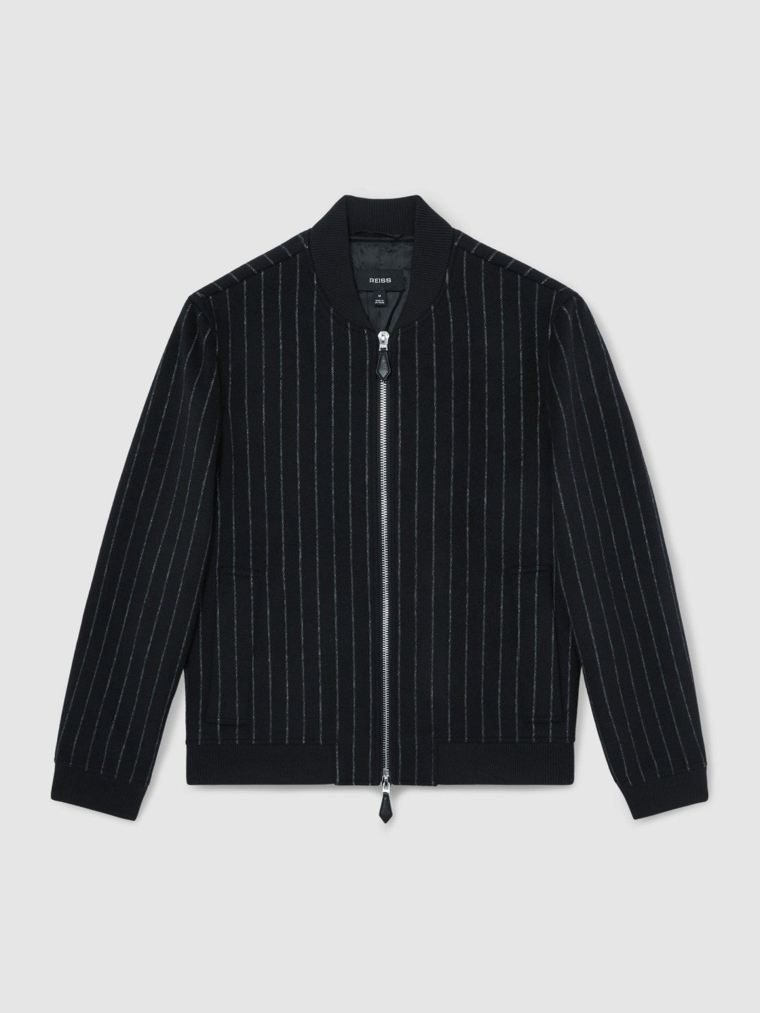Wool-Blend Chalk-Stripe Bomber Jacket Navy | Men