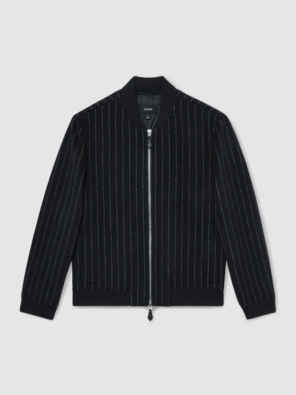Wool-Blend Chalk-Stripe Bomber Jacket Navy | Men