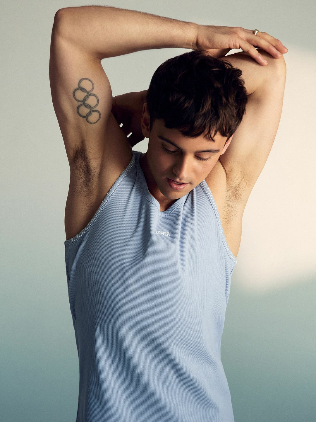 | Tom Daley Cotton Lover Vest with Stretch Soft Blue | Men
