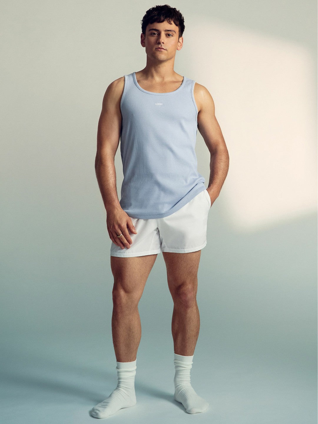 | Tom Daley Cotton Lover Vest with Stretch Soft Blue | Men