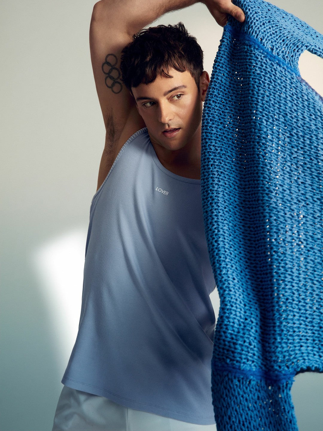 | Tom Daley Cotton Lover Vest with Stretch Soft Blue | Men