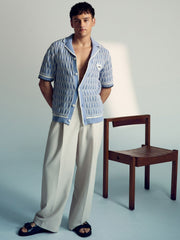 Tom Daley Wave-Knit Shirt Soft Blue/White | Men