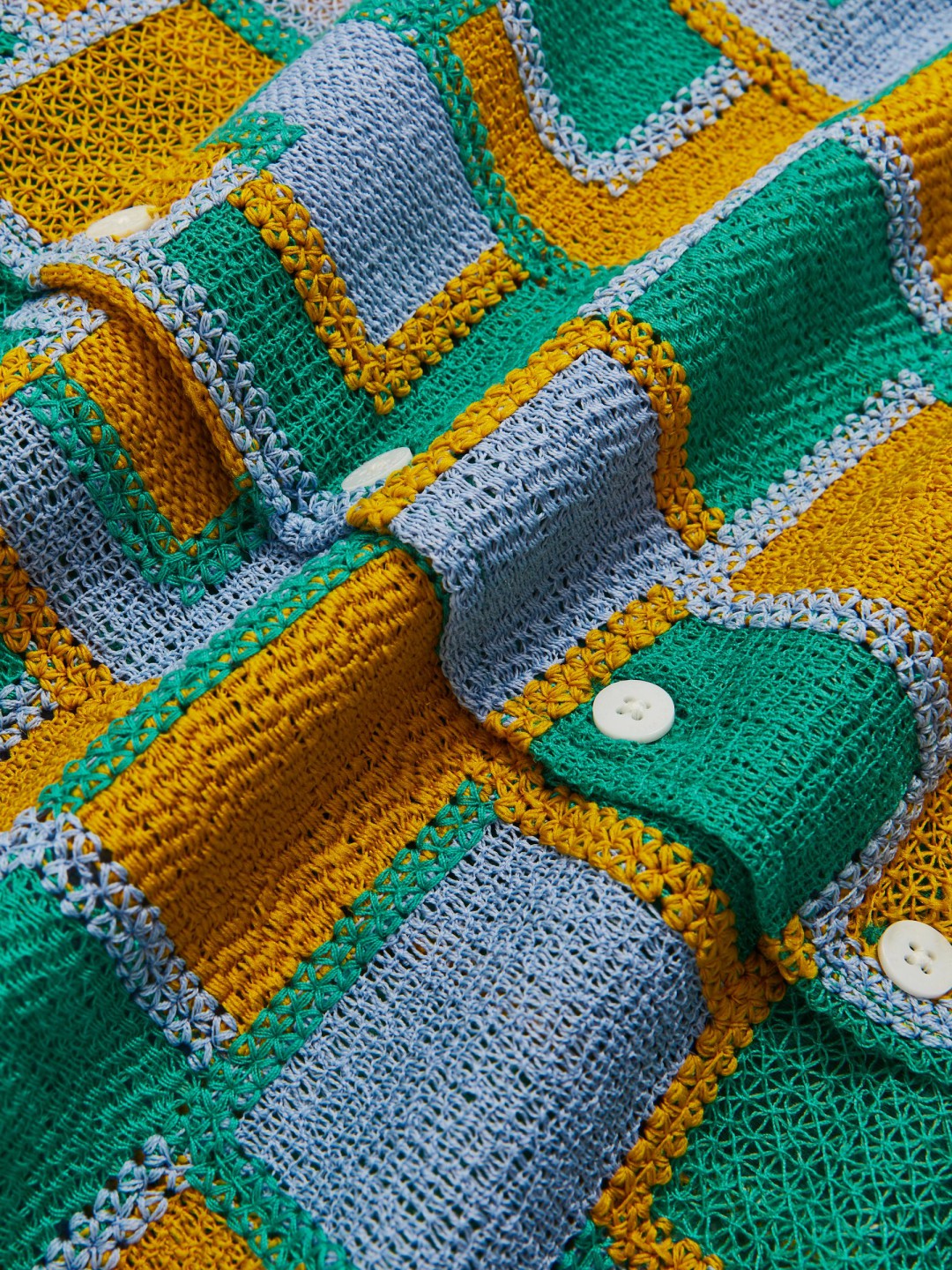 | Tom Daley Tile Crochet Shirt Yellow/Green/Blue Multi | Men