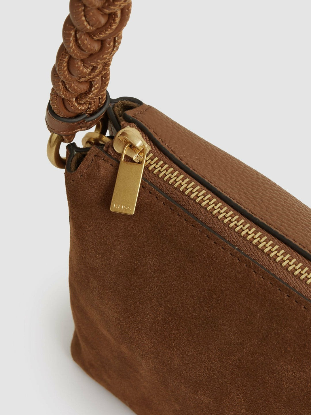 Suede Plaited-Strap Cross-Body Bag Tan | Women