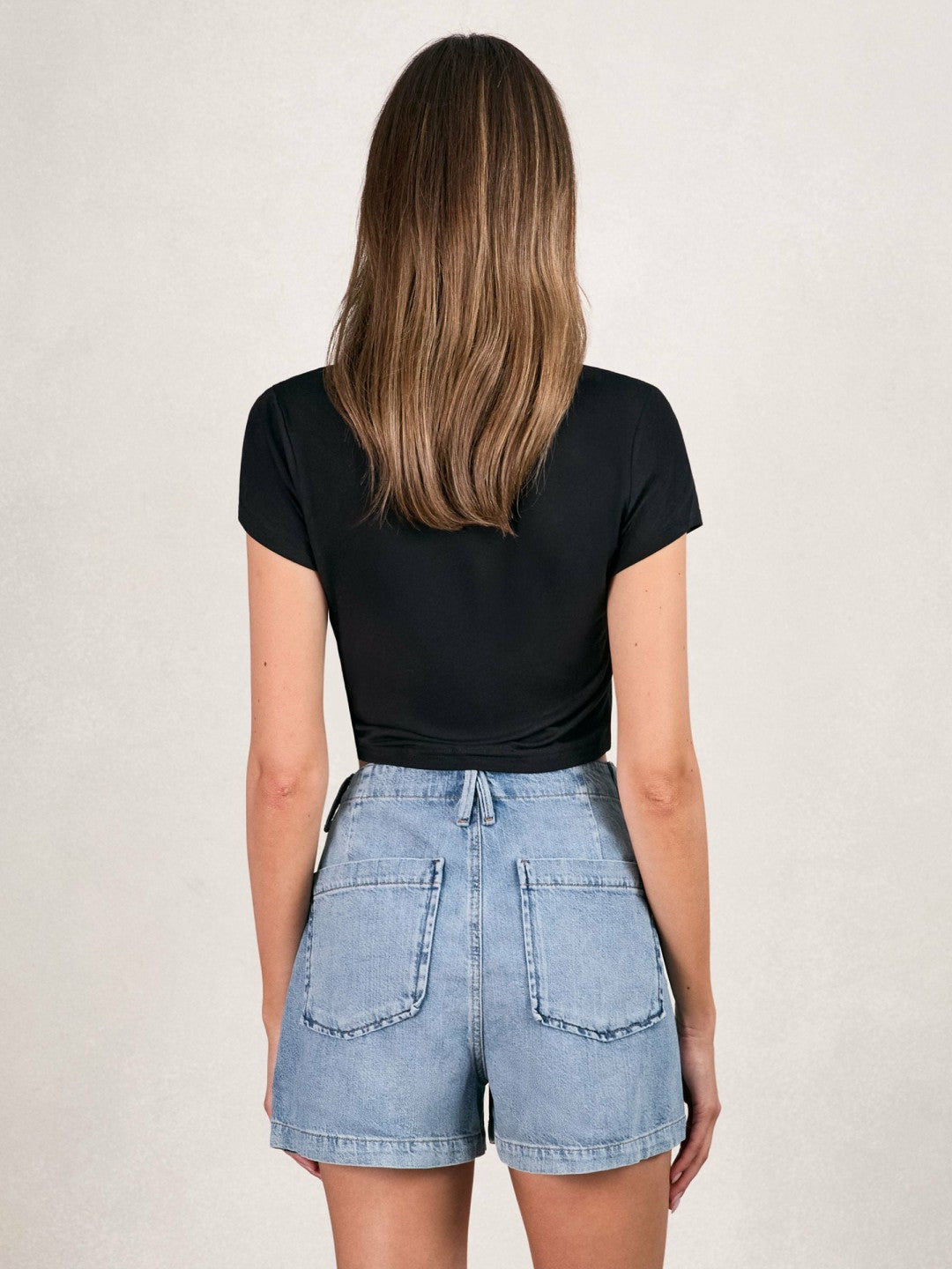 Good American Denim Shorts With Linen Indigo Blue | Women