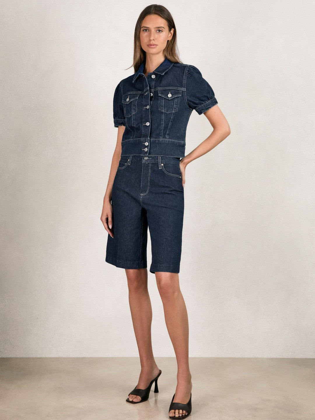 Paige Denim Bermuda Shorts Navy | Women