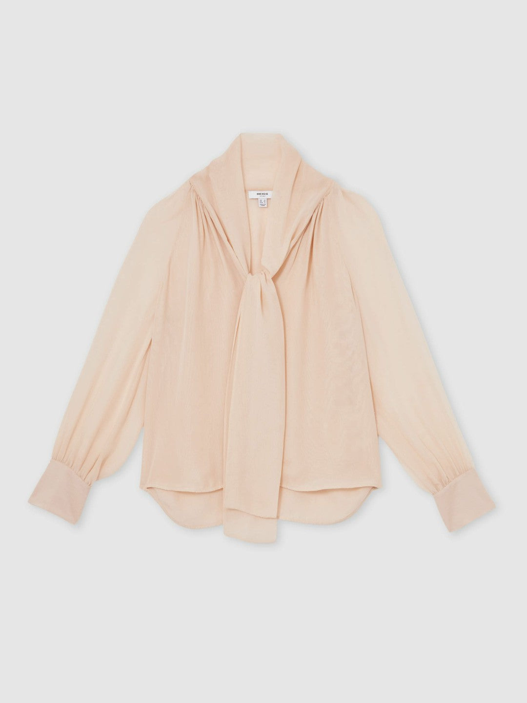Silk Blend Chiffon Tie-Neck Blouse Pale Pink | Women