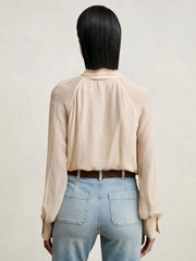 Silk Blend Chiffon Tie-Neck Blouse Pale Pink | Women