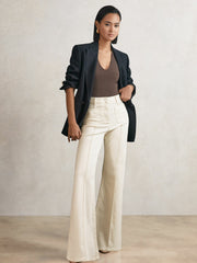 Petite Patch-Pocket Flared Jeans Ecru | Women