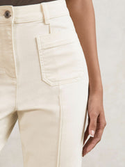 Petite Patch-Pocket Flared Jeans Ecru | Women