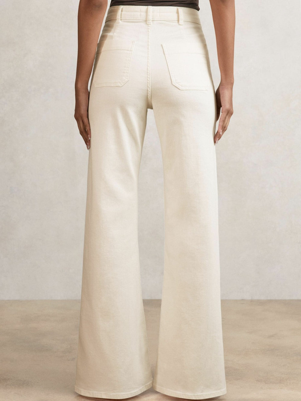 Petite Patch-Pocket Flared Jeans Ecru | Women