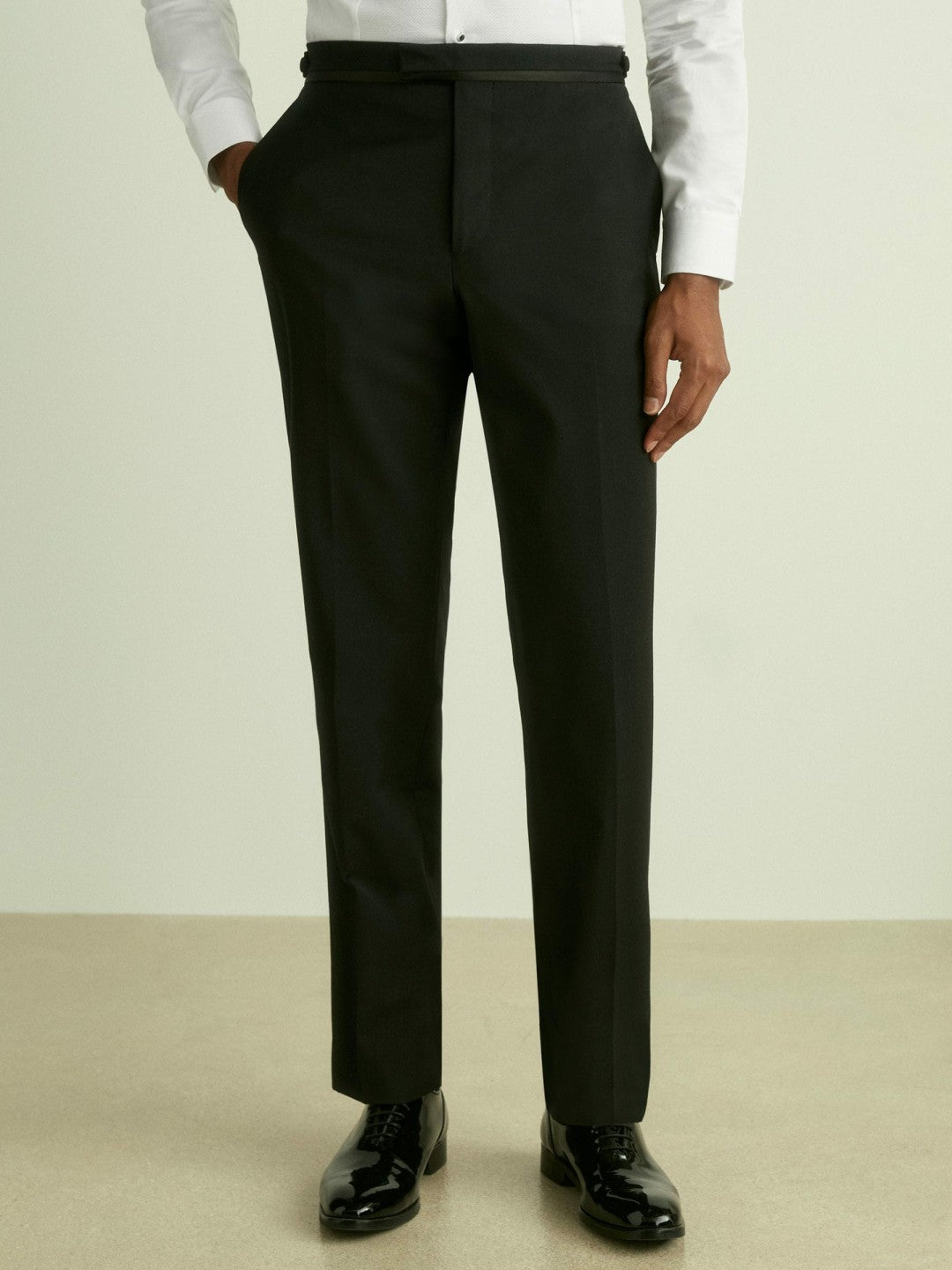 Wool-Blend Regular-Fit Tuxedo Trousers Black | Men