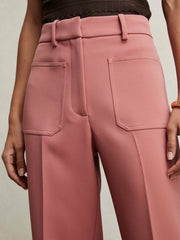 Twill Patch-Pocket Flared Trousers Pink | Women
