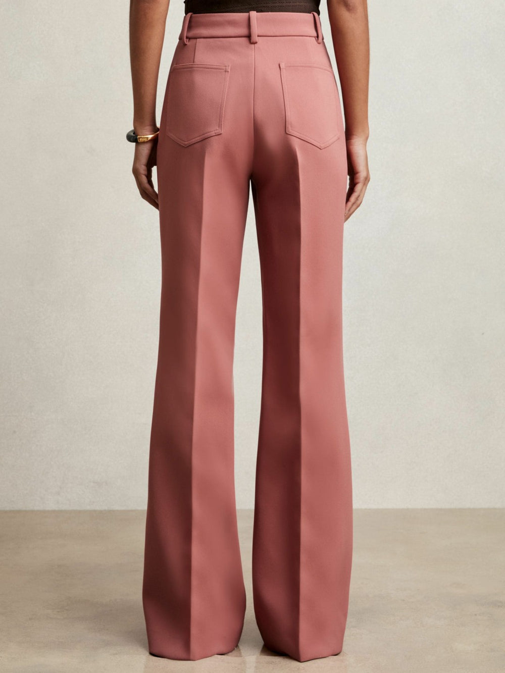Twill Patch-Pocket Flared Trousers Pink | Women