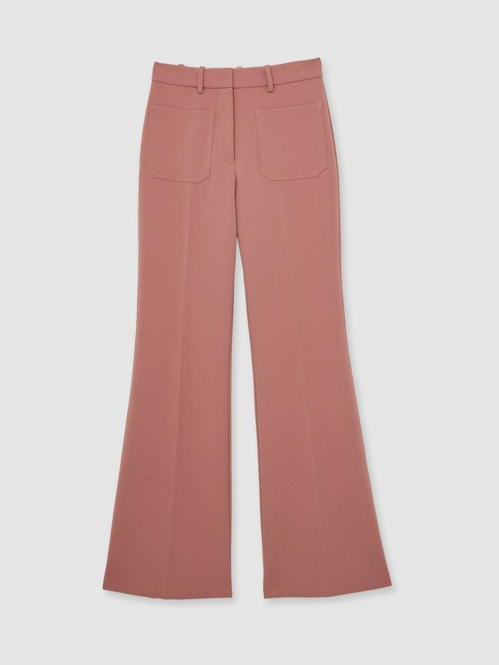 Petite Twill Patch-Pocket Flared Trousers Pink | Women