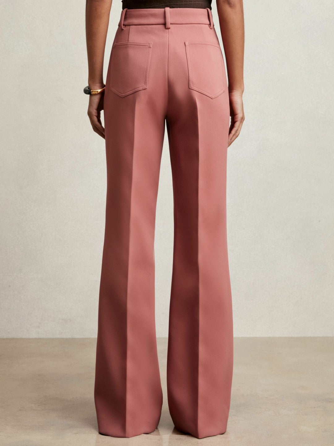 Petite Twill Patch-Pocket Flared Trousers Pink | Women