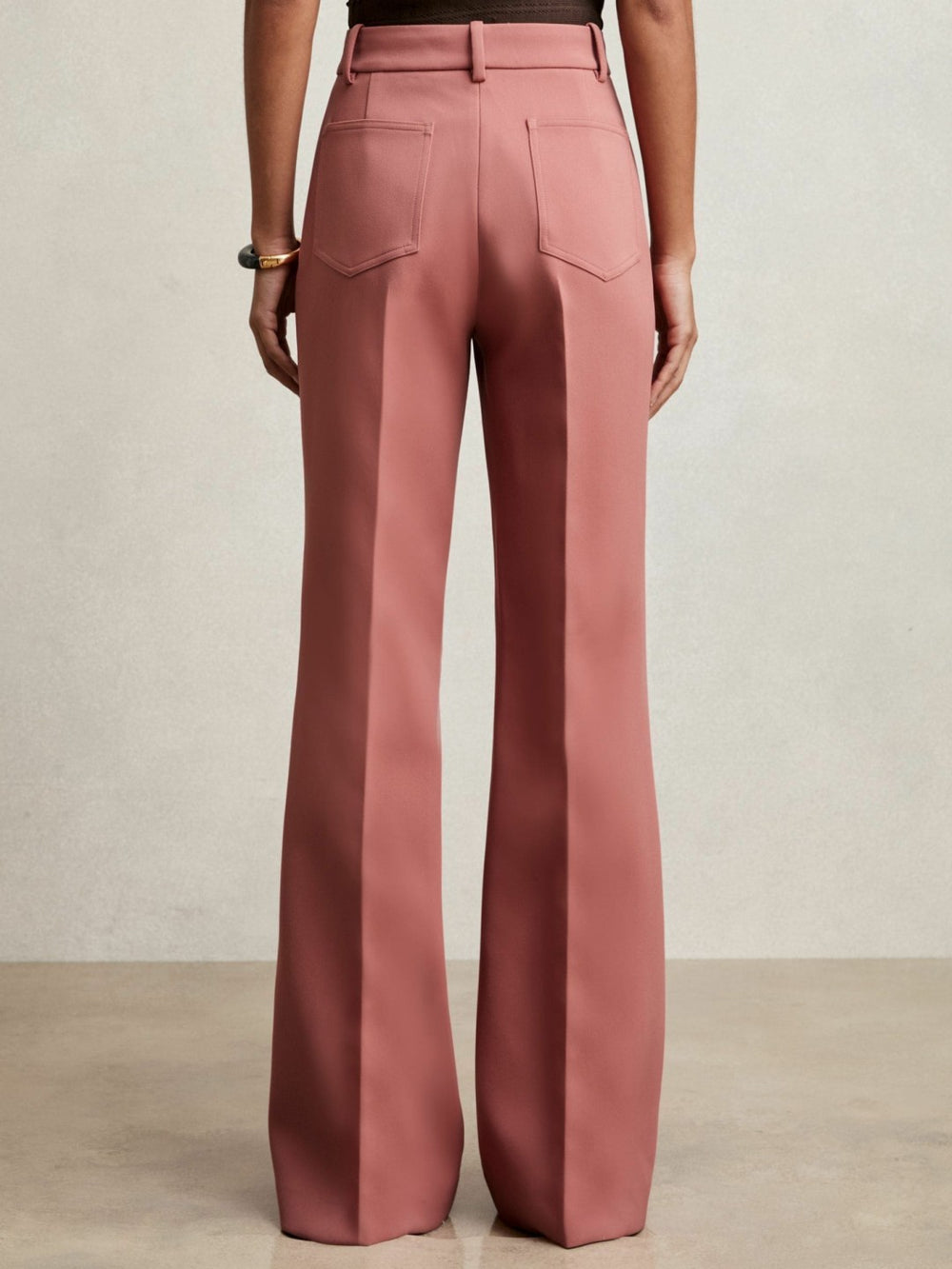Petite Twill Patch-Pocket Flared Trousers Pink | Women