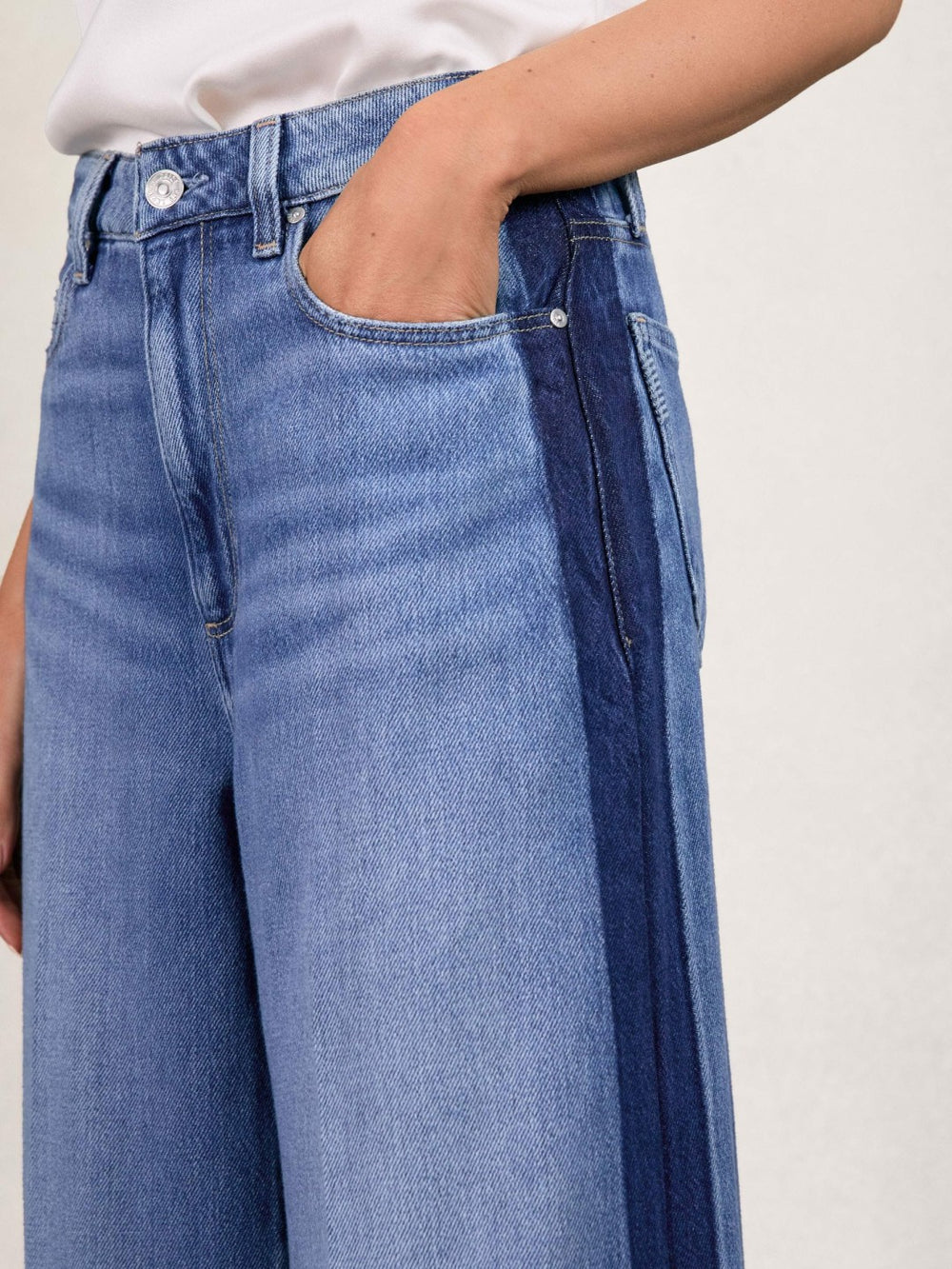 Paige Side Stripe Wide Leg Jeans Navy/Blue Stripe | Women