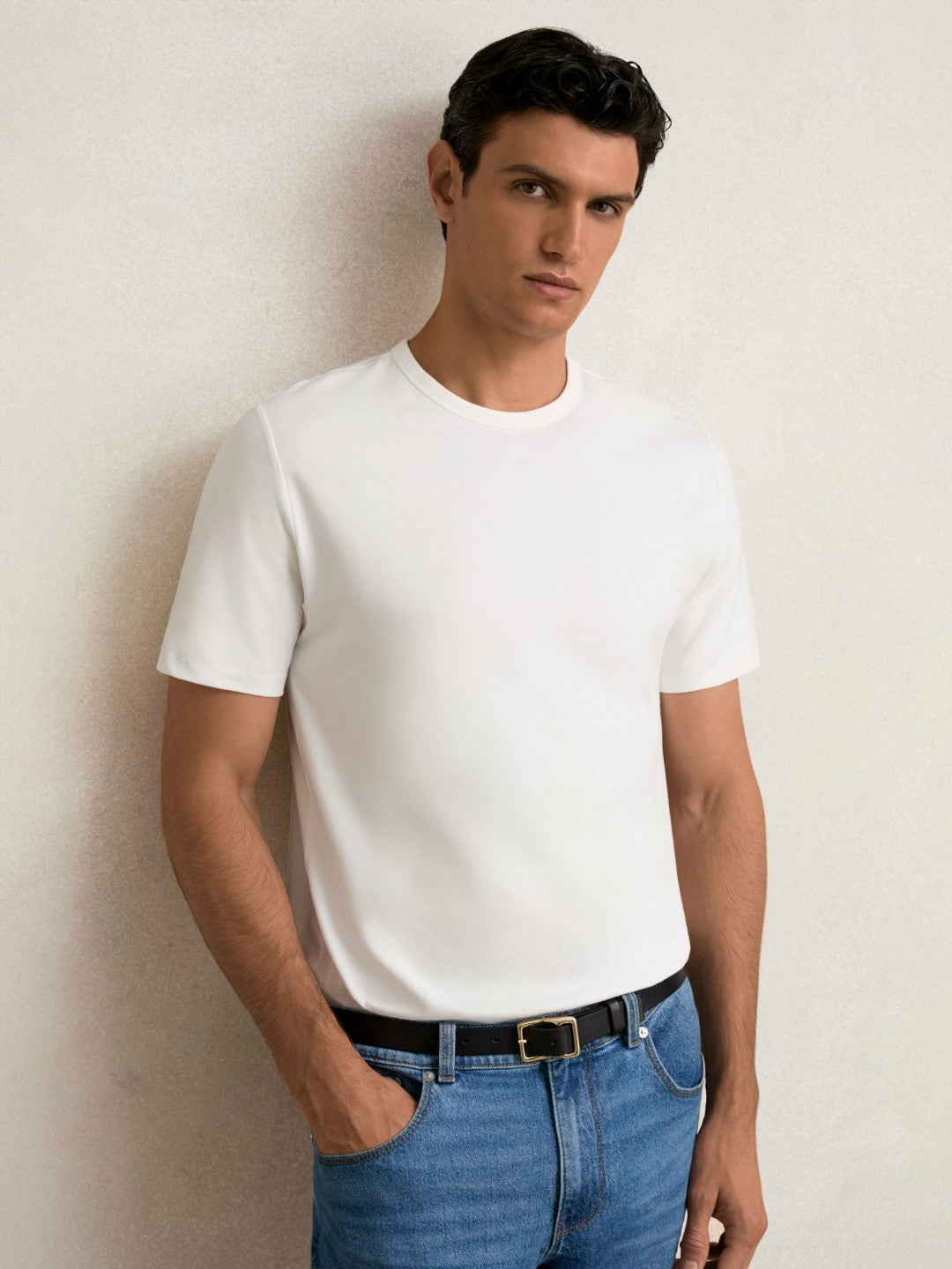 Stretch-Cotton Crew-Neck T-Shirt White | Men