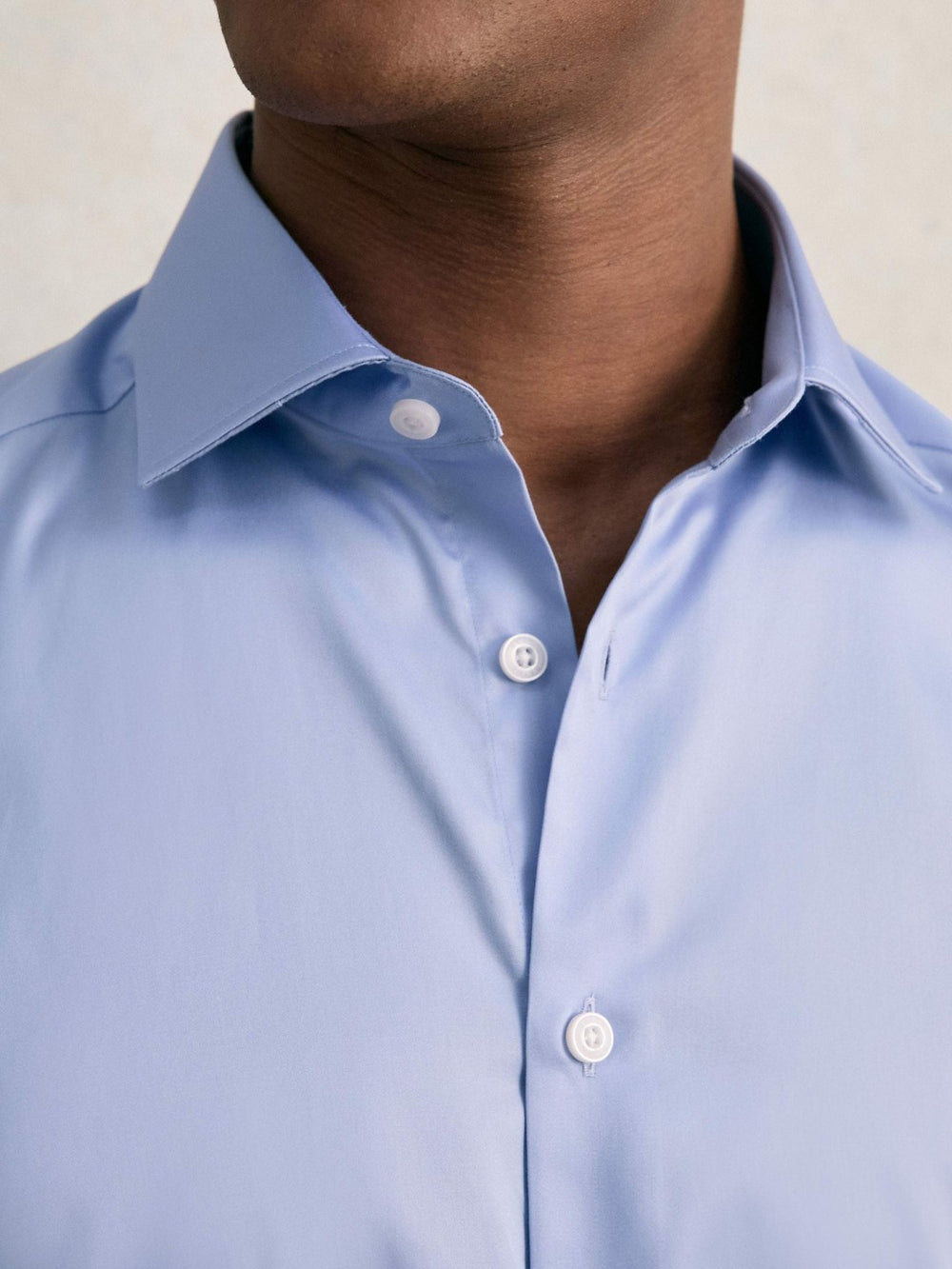 Slim Fit Slim-Fit Cotton-Sateen Shirt Mid Blue | Men
