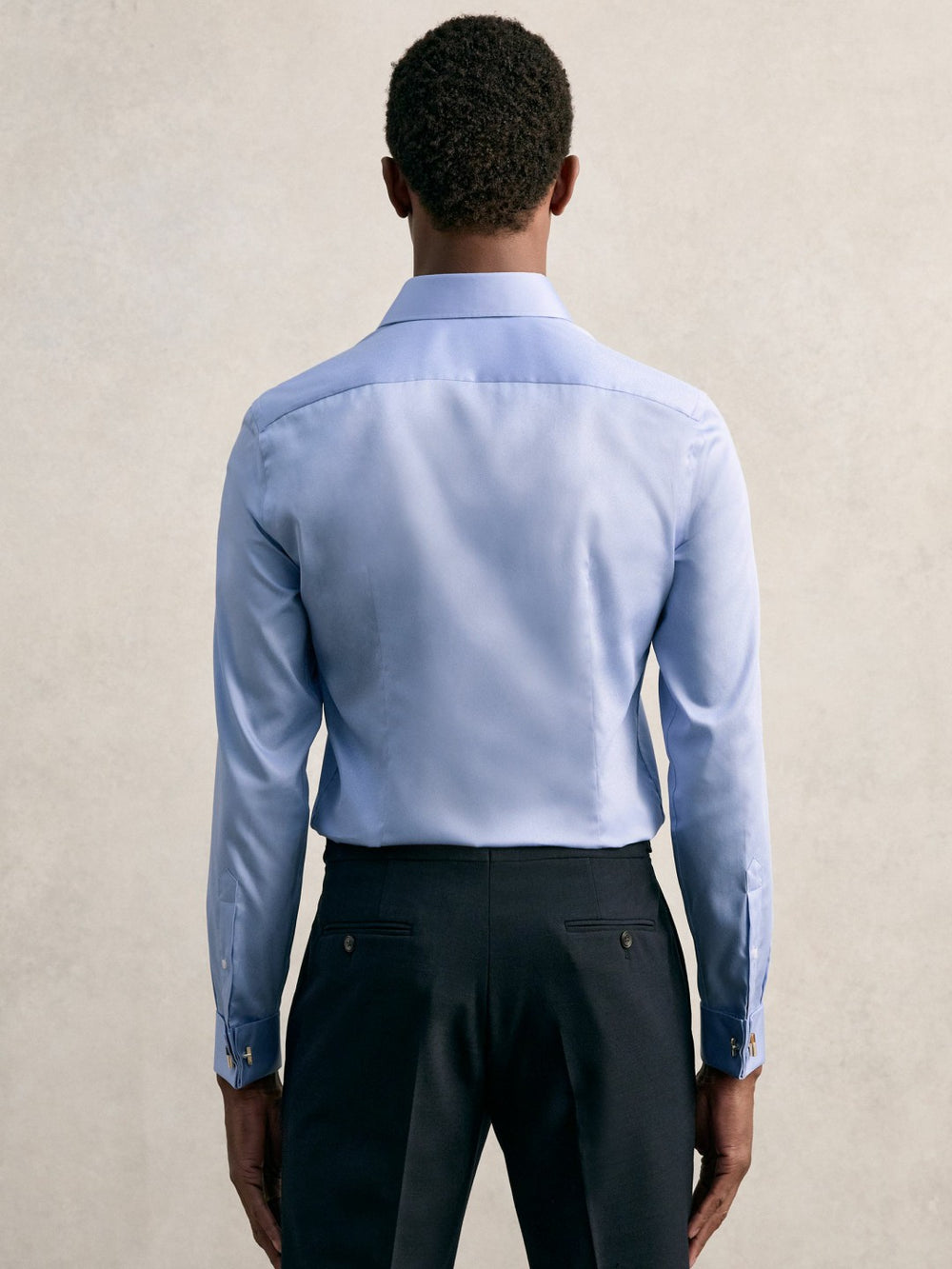 Slim Fit Slim-Fit Cotton-Sateen Shirt Mid Blue | Men
