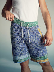 | Tom Daley Crochet Panel Shorts Yellow/Green/Blue Multi | Men