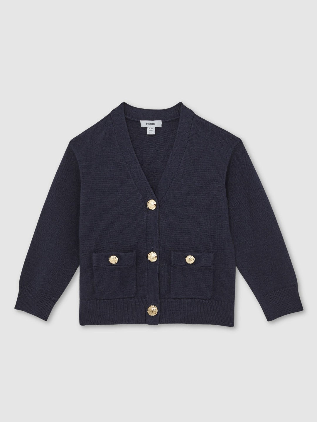 9-13 yrs Knitted Embossed-Button Cardigan Navy | Children & Baby