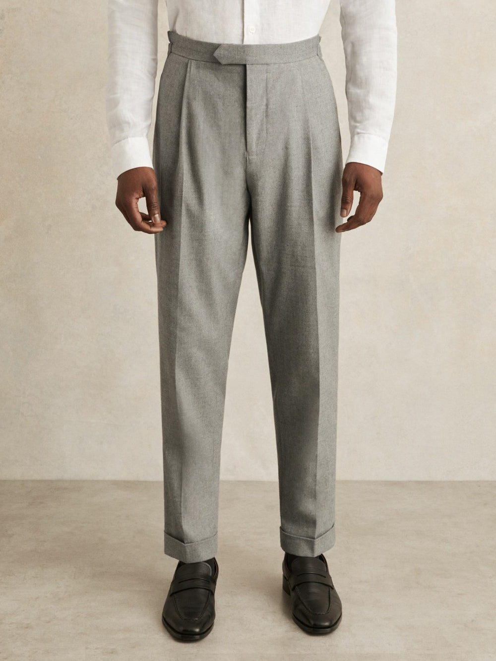 Regular Fit Herringbone Trousers With Cotton Grey | Men