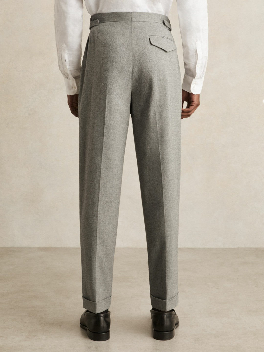 Regular Fit Herringbone Trousers With Cotton Grey | Men
