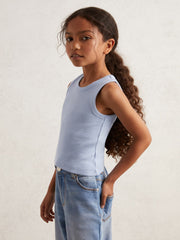 3-9 yrs Stretch-Cotton Ribbed Vest Blue | Children & Baby