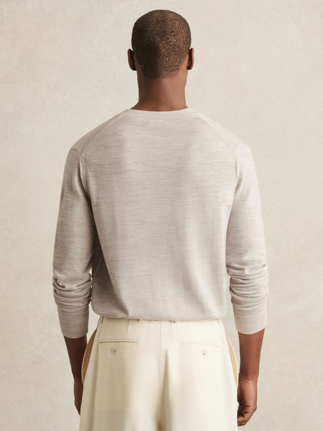 Merino Wool Button-Through Cardigan Wicker Brown Melange | Men