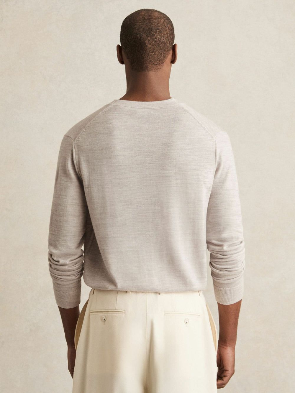 Merino Wool Button-Through Cardigan Wicker Brown Melange | Men