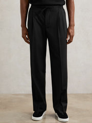 Relaxed-Fit Twill Drawstring Trousers Black | Men