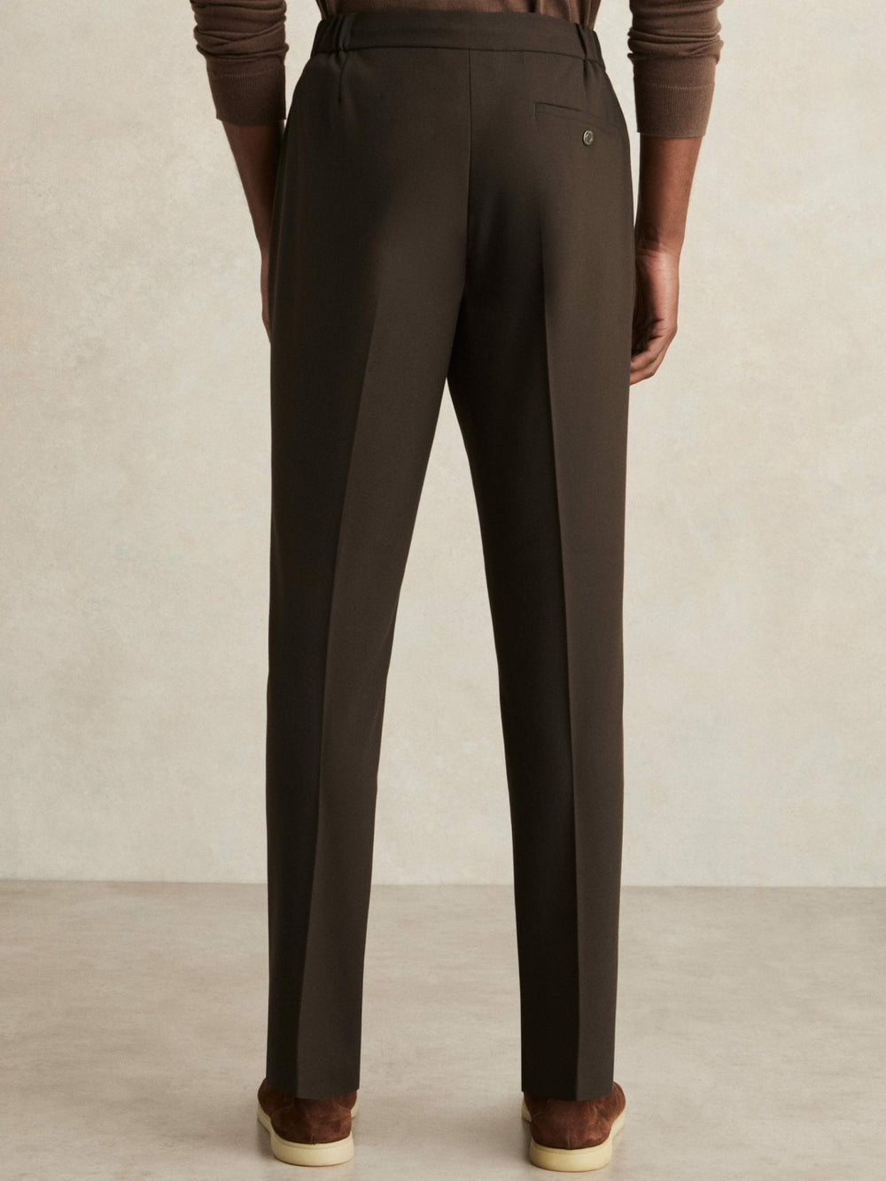 Slim-Fit Internal-Drawstring Trousers Brown | Men