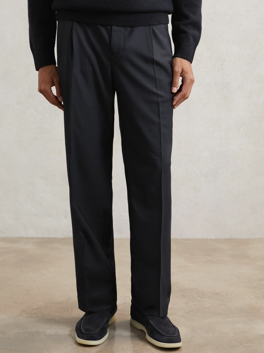 Relaxed-Fit Twill Drawstring Trousers Navy | Men