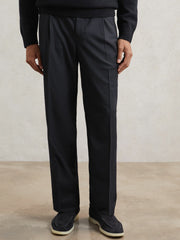 Relaxed-Fit Twill Drawstring Trousers Navy | Men