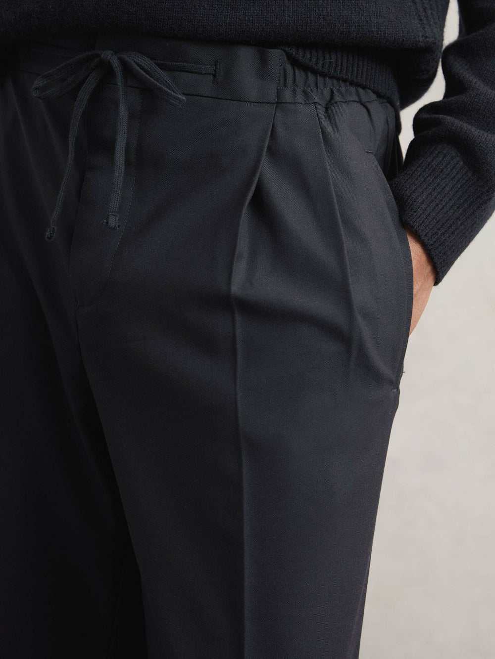 Relaxed-Fit Twill Drawstring Trousers Navy | Men