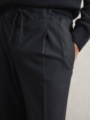 Relaxed-Fit Twill Drawstring Trousers Navy | Men