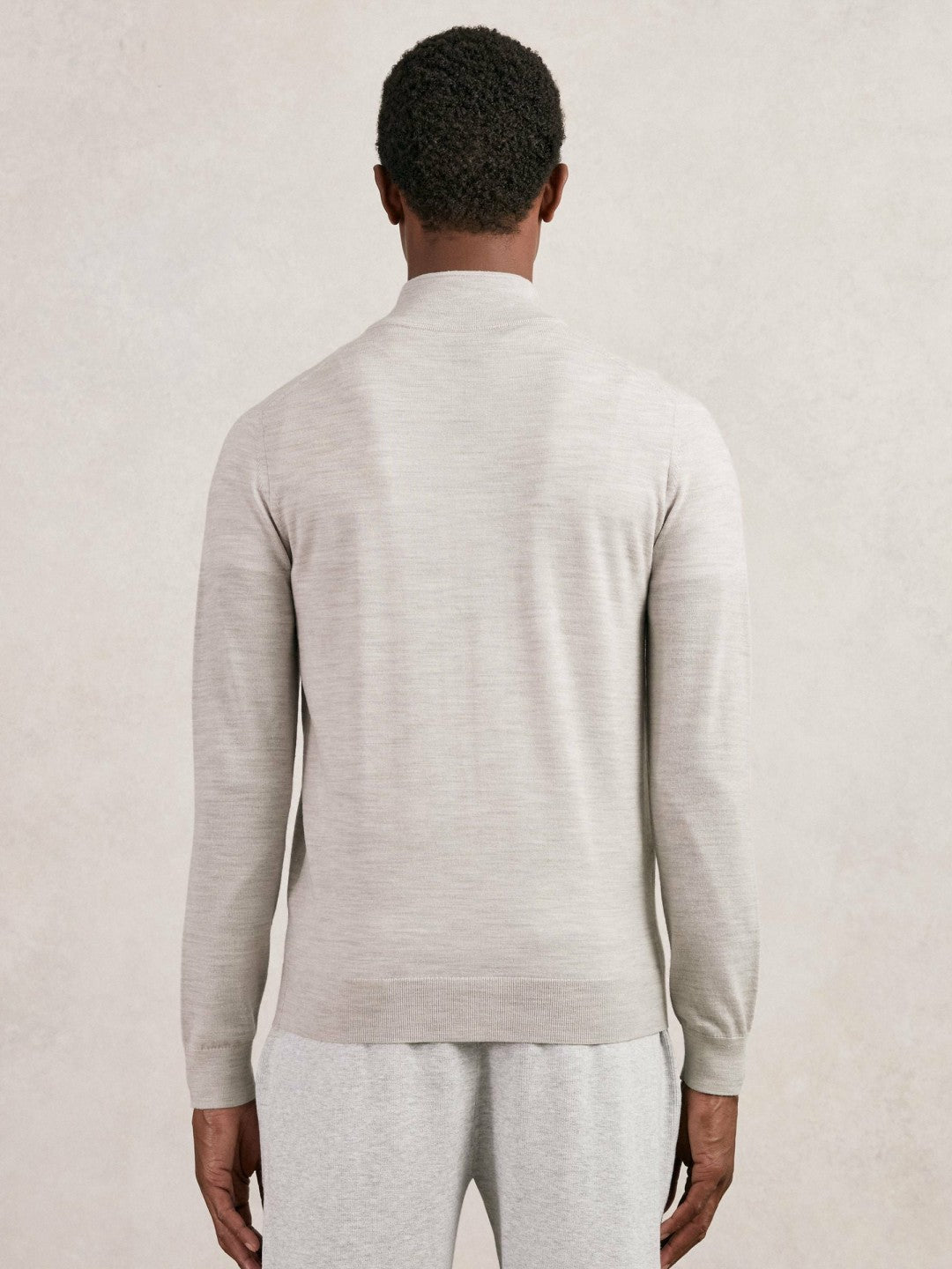 Merino Wool Zip Through Cardigan Wicker Brown Melange | Men