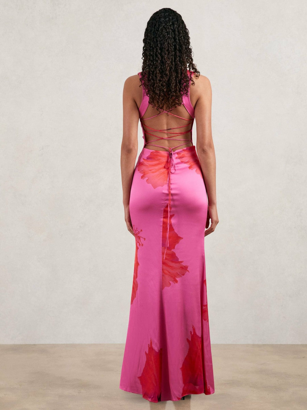 Good American Satin Floral Maxi Dress Pink | Women